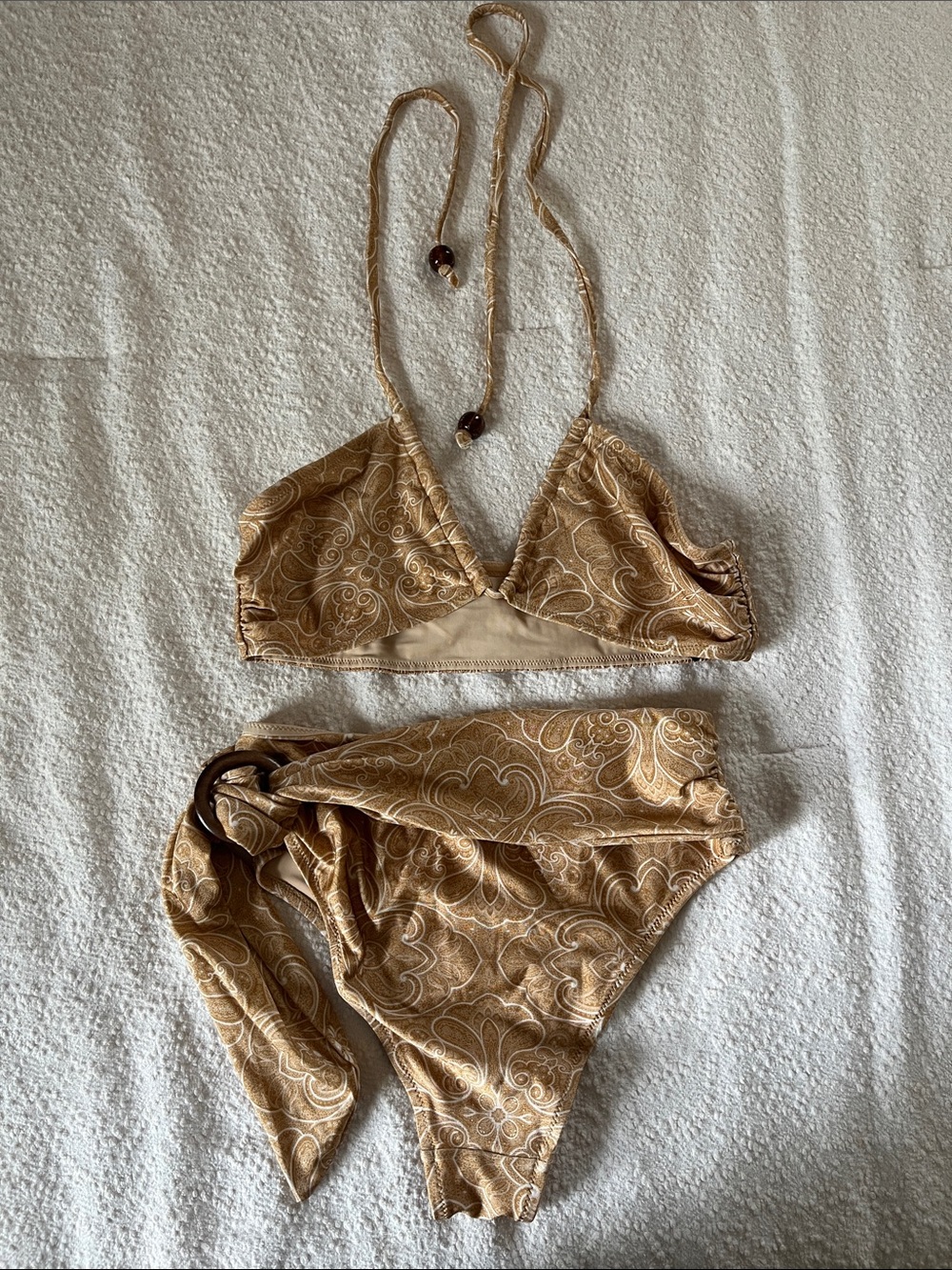 MinkPink Gold/Yellow Paisley Halter Bikini Set - Women Intimates & Sleepwear